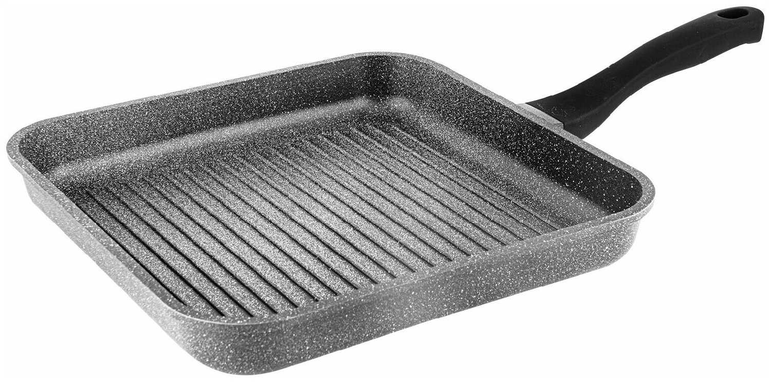 Сковорода-гриль литая с антипригарным покрытием Традиция Антрацит 28х28 см фотография 1
