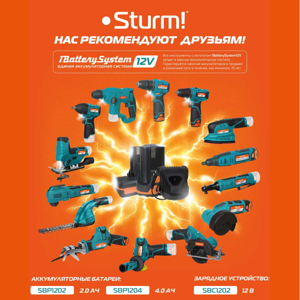 Аккумуляторные перфораторы Sturm! CRH1215 (1BatterySystem12V) фотография 7
