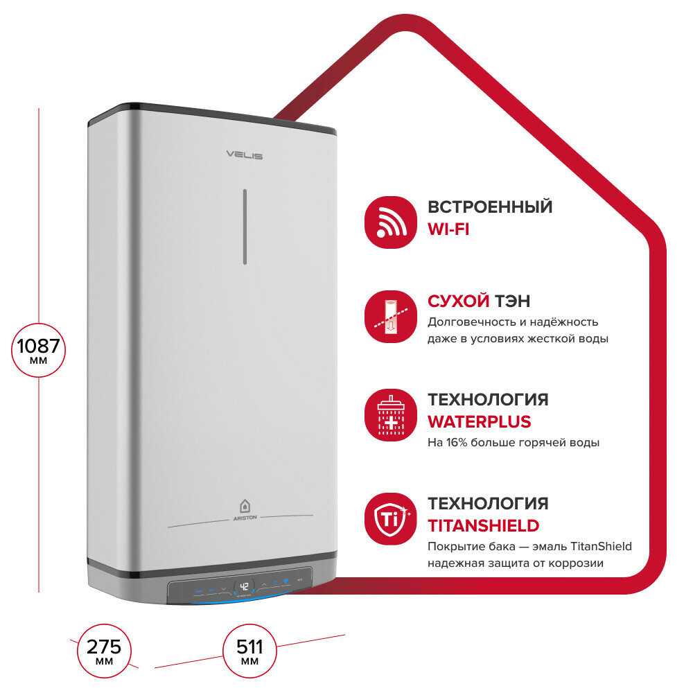 Накопительный водонагреватель электрический Ariston VELIS LUX ABSE DRY WIFI 100 фотография 8