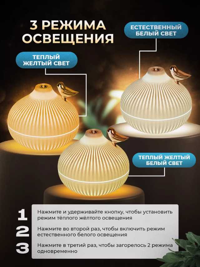 Увлажнитель воздуха с подсветкой с птичкой фотография 2