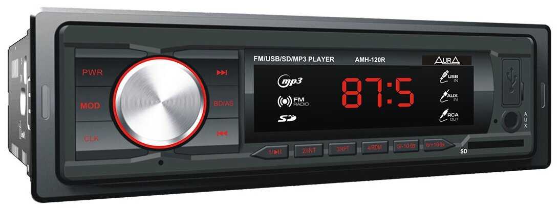 Автомагнитола с поддержкой SD, AUX, USB - Aura AMH-120R 1din фотография 2
