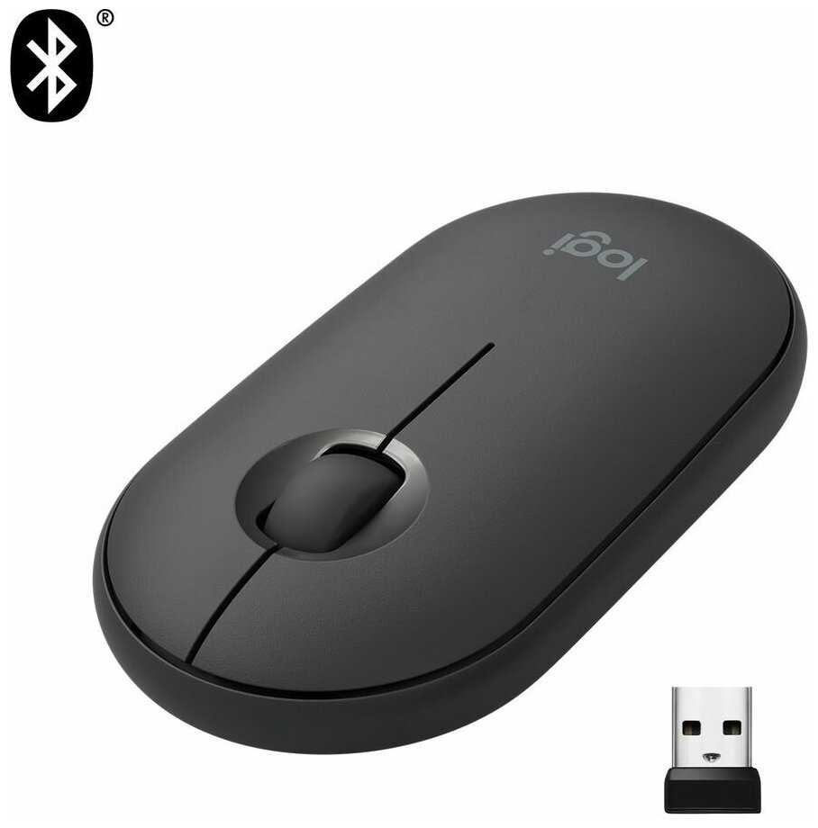 Мышь Logitech, оптическая, беспроводная, USB, компактная портативная компьютерная мышь, USB/Bluetooth