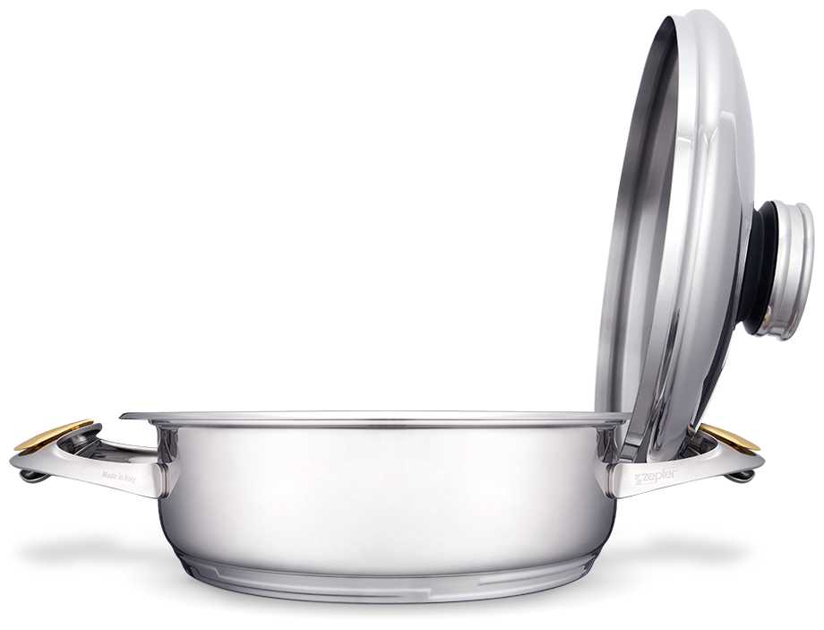 Сотейник Zepter 3 л, D24 см, высота 6,8 см, нержавеющая сталь, (URA-технология), Цептер фотография 5