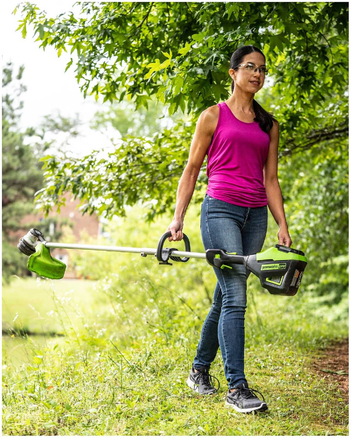 Триммер Greenworks GD60LTK4, 60V, бесщеточный, с АКБ 4Ач и ЗУ фотография 2