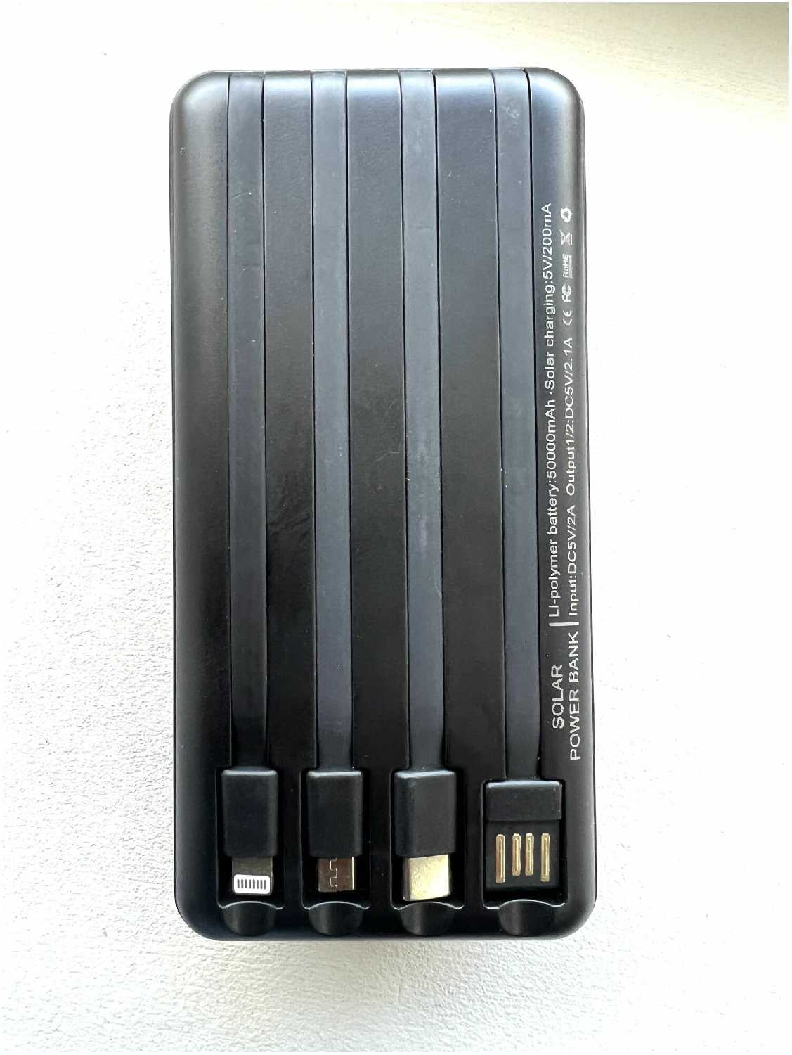 Внешний аккумулятор Powerbank 50000 mAh с солнечной батареей фотография 1