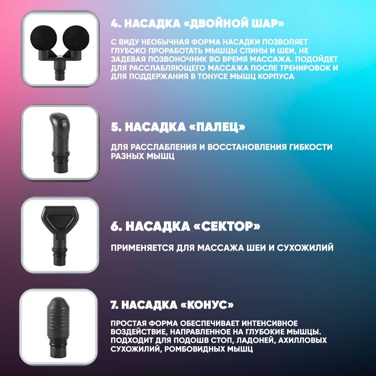 Перкуссионный массажер для тела электрический SBX Massage Gun MZ-MG09 фотография 8