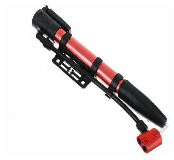 SILAPRO Насос велосипедный (шредер, преста) , 32,5 2,7см, пластик, металл, цвет красный фотография 1