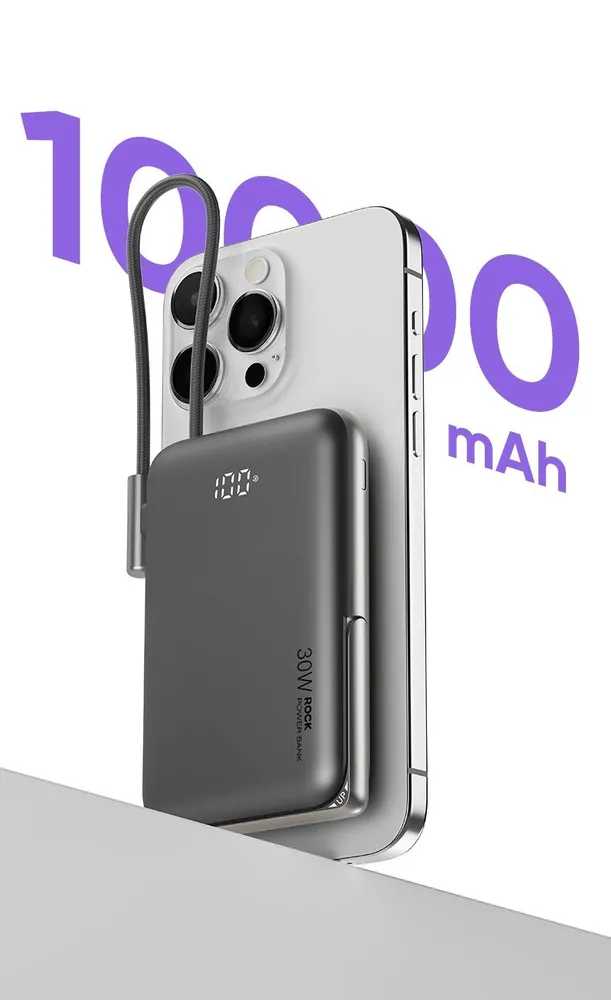 Внешний аккумулятор ROCK P20 Pro Magnetic Holder Wireless Power Bank (10000) фотография 1