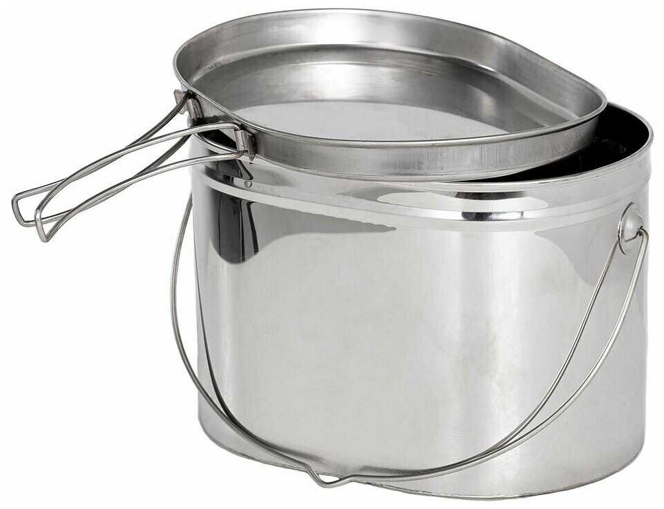 Котелок низкий 3,3 л крышка с ручками фотография 2