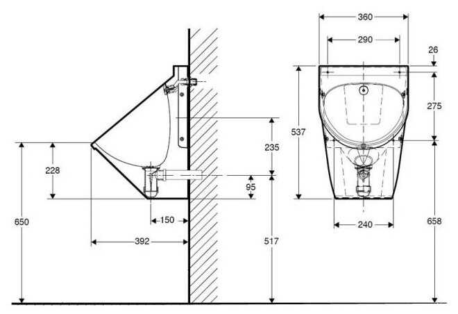 Писсуар подвесной Ifo Public Steel D8520080 с вертикальным выпуском фотография 1
