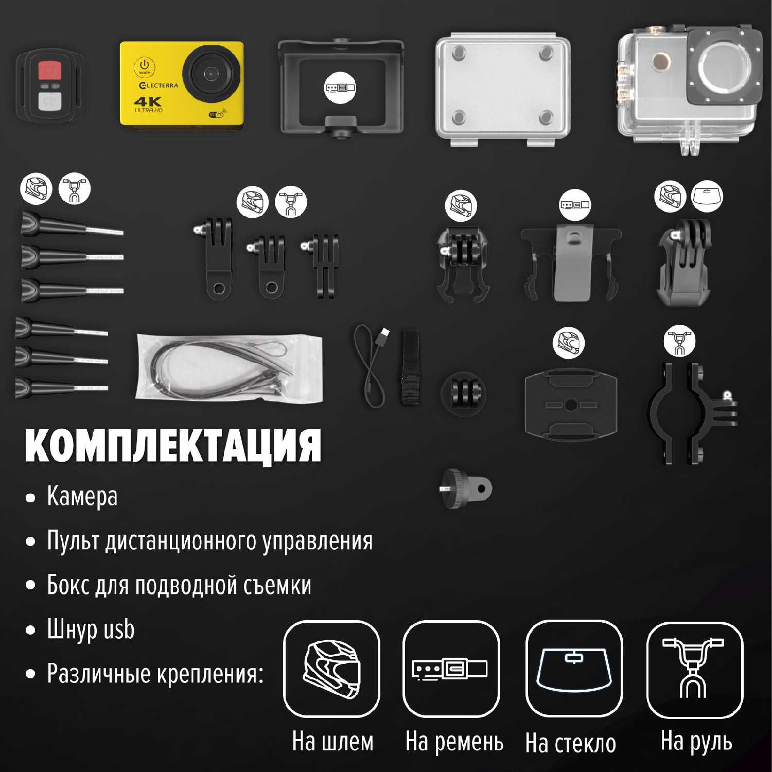 Экшен камера Electerra 4К UHD фотография 11