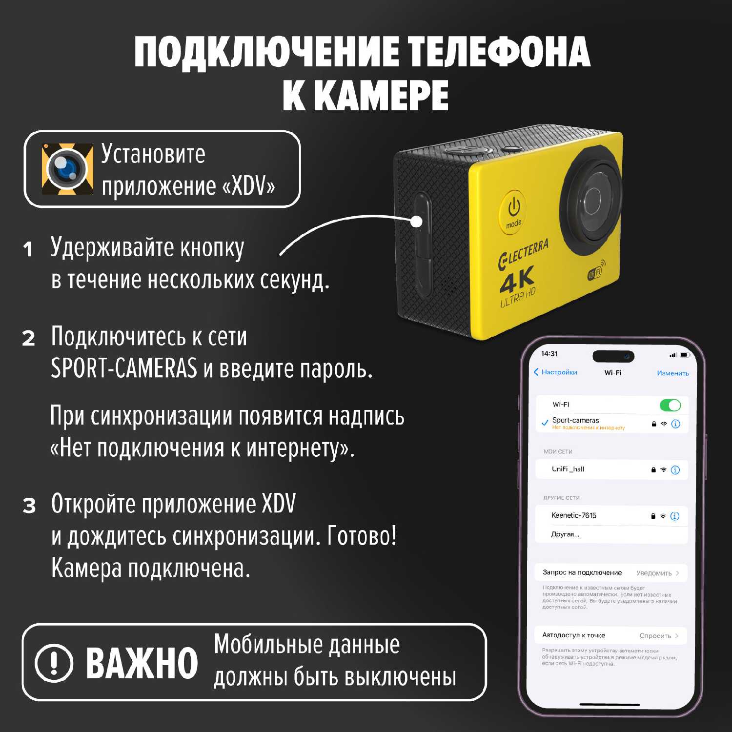 Экшен камера Electerra 4К UHD фотография 12