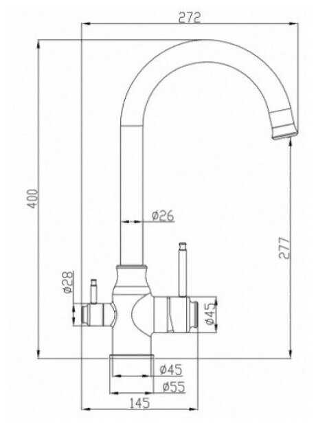 Смеситель для кухни (мойки) STEEL HAMMER SH 763 INOX, рычажный фотография 2