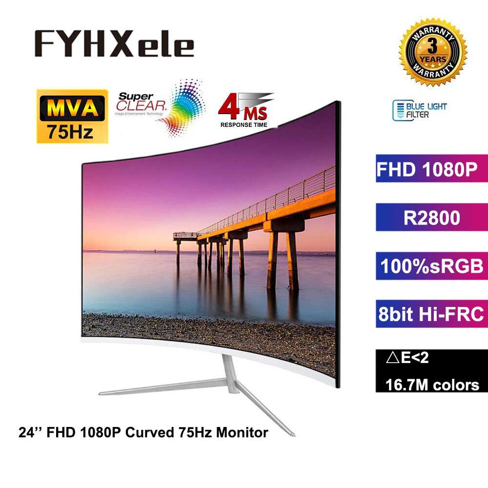 Компьютерный монитор FYHXele 24-дюймовый изогнутый монитор FHD 1080P (FYHXele)