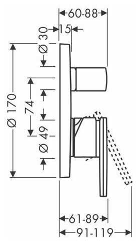 Смеситель Axor Citterio 39455000 для душа (внешняя часть) фотография 1