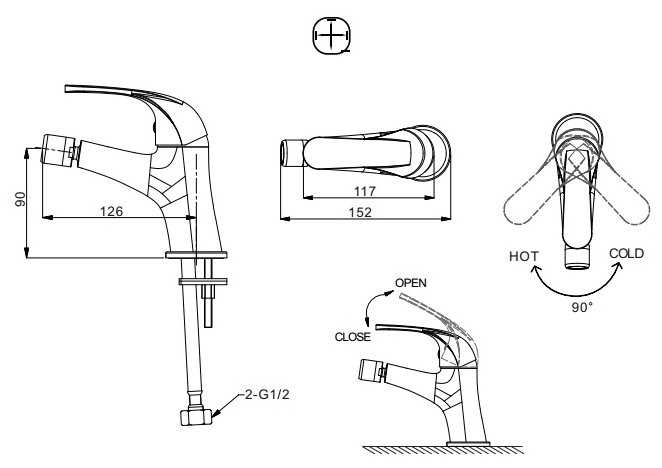 Смеситель для биде Bravat Fit F3135188CP (FT1945), рычажный фотография 1