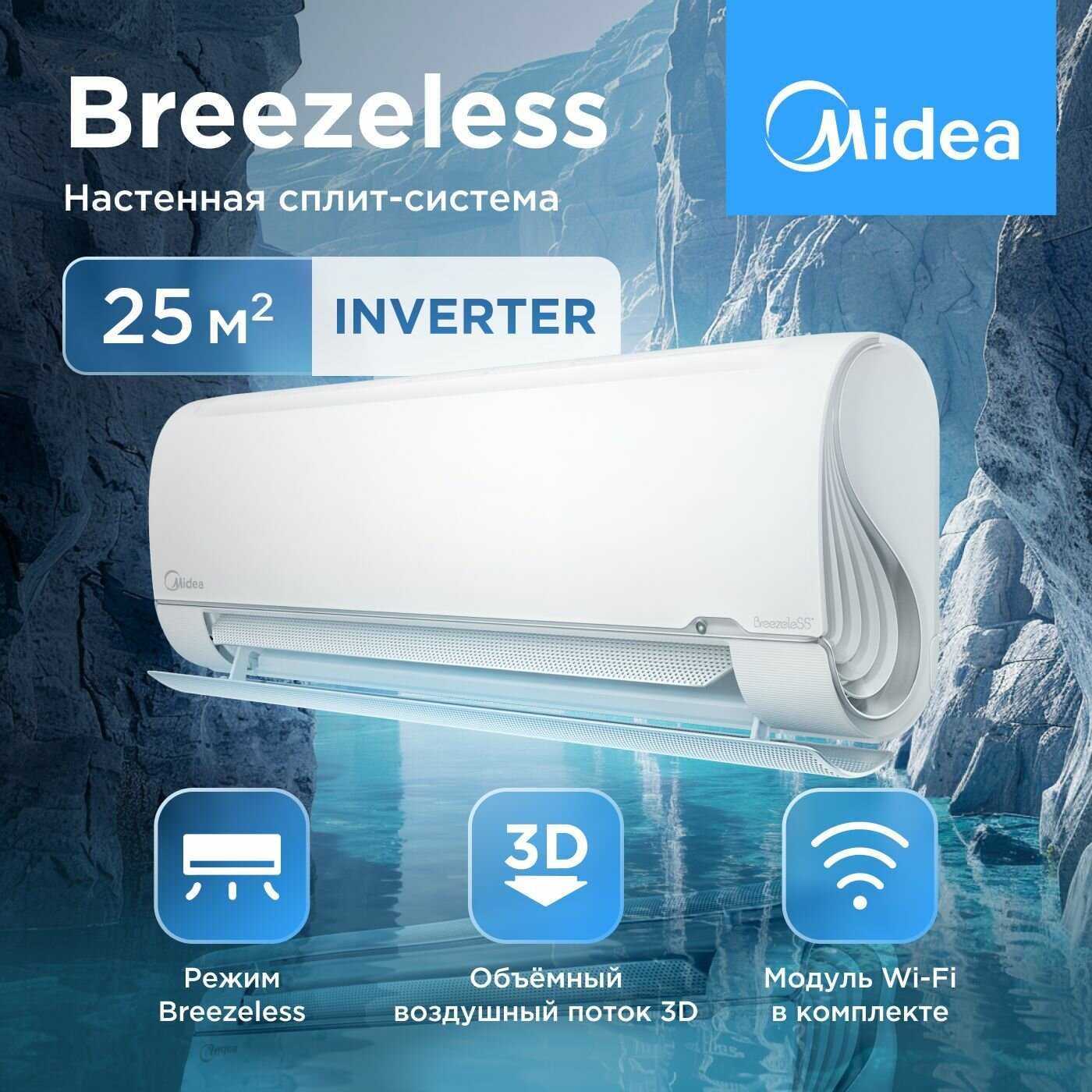Настенная сплит-система Midea Breezeless (MSFA2W-09N8D6-I/MSFA1-09N8D6-O) фотография 16