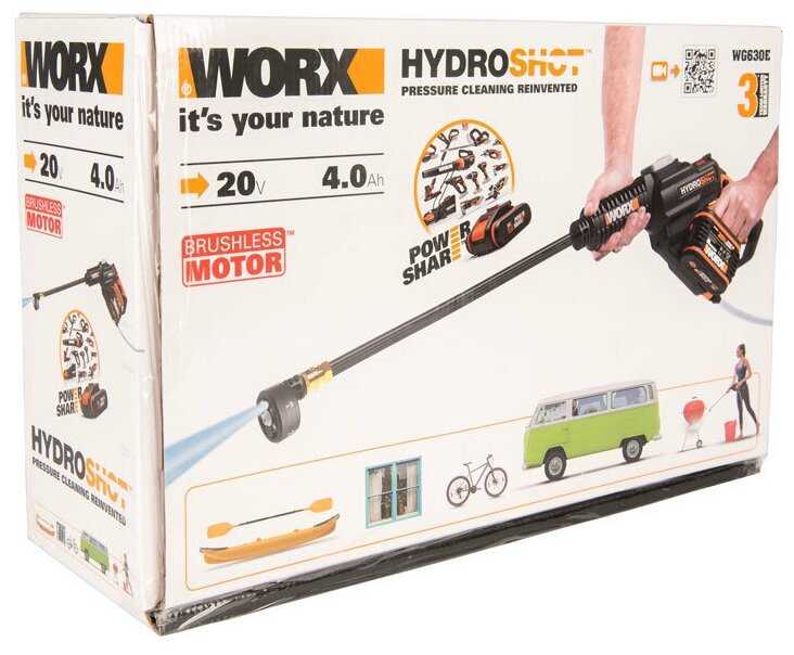 Мойка высокого давления бесщеточная WORX WG630E, 20В, 20 бар, 1*4,0 Ач и ЗУ фотография 7