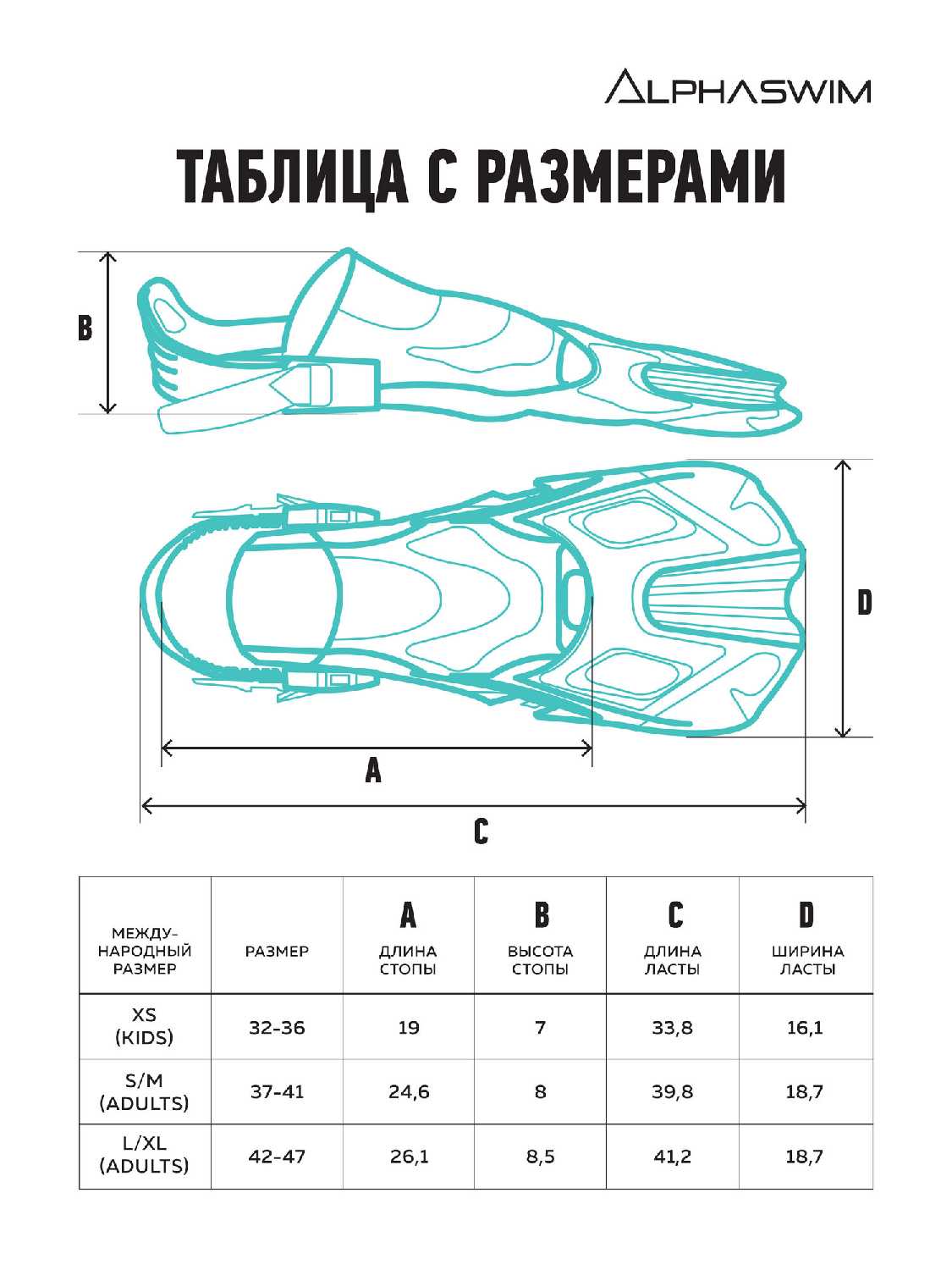 Ласты для плавания и снорклинга ALPHA SWIM Ласты регулируемые (ALPHA SWIM) фотография 1