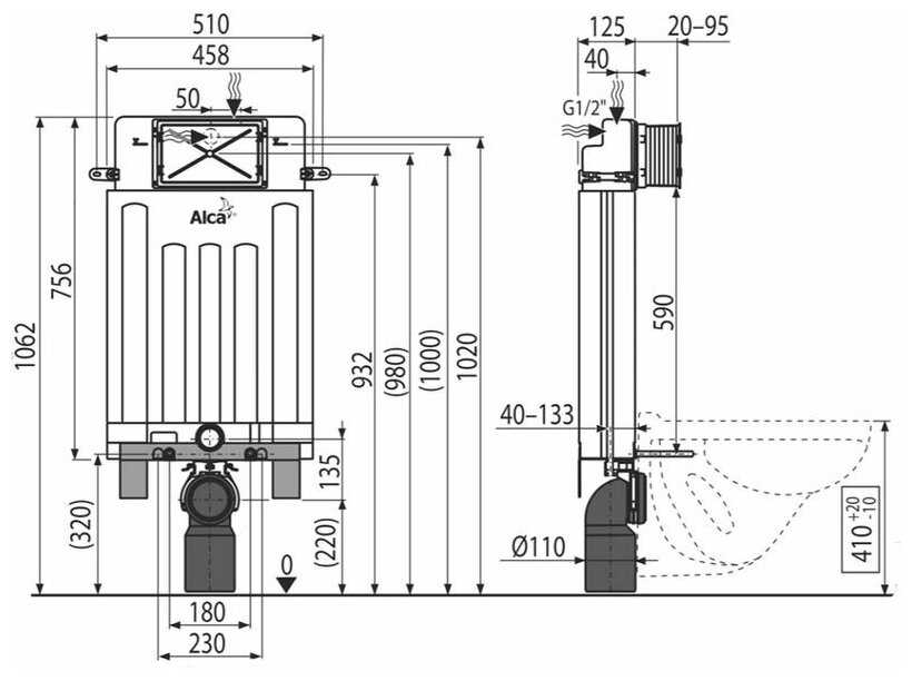 Бачок скрытого монтажа Alcadrain AM100/1000 фотография 1