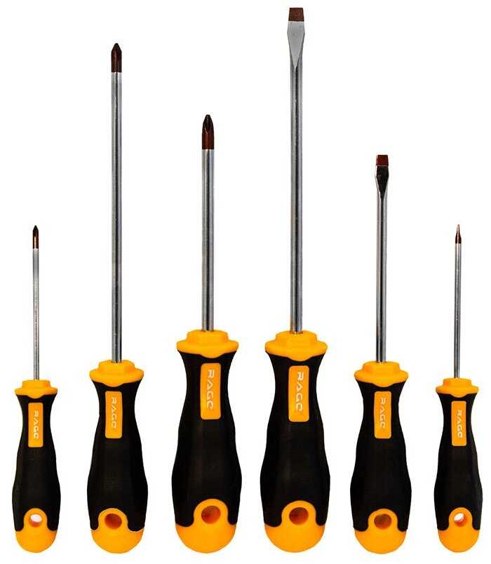 Набор отверток с магнитным наконечником из легированной стали S2 6 шт RAGE by VIRA фотография 3