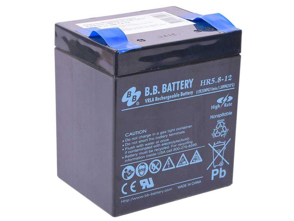 Аккумуляторная батарея B.B. Battery HR5.8-12 (12В 5.3 А·ч) фотография 6
