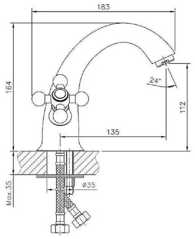Смеситель для раковины (умывальника) D-LIN D110816-1, рычажный фотография 6