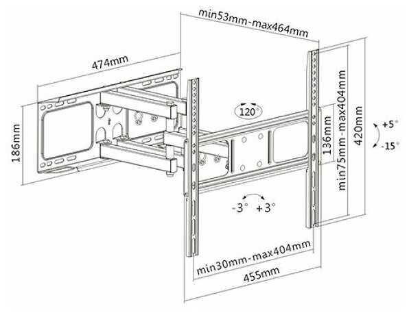Кронштейн для телевизора поворотный Brateck LPA52-446 (от 32