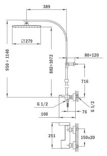 Душевая стойка TEKA Formentera 62.298.02.00, хром фотография 1