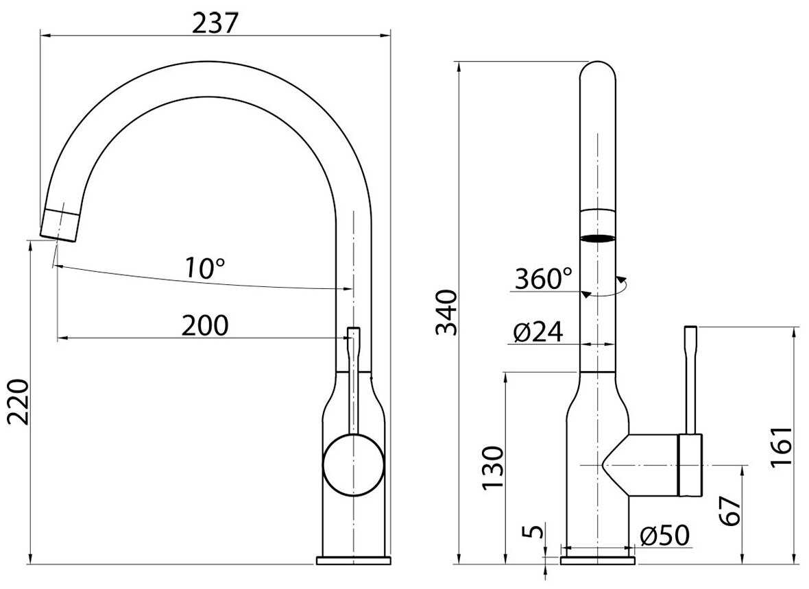 Смеситель для кухни Elghansa 56B2026-Steel однорычажный с поворотным изливом с гибкой подводкой фотография 4