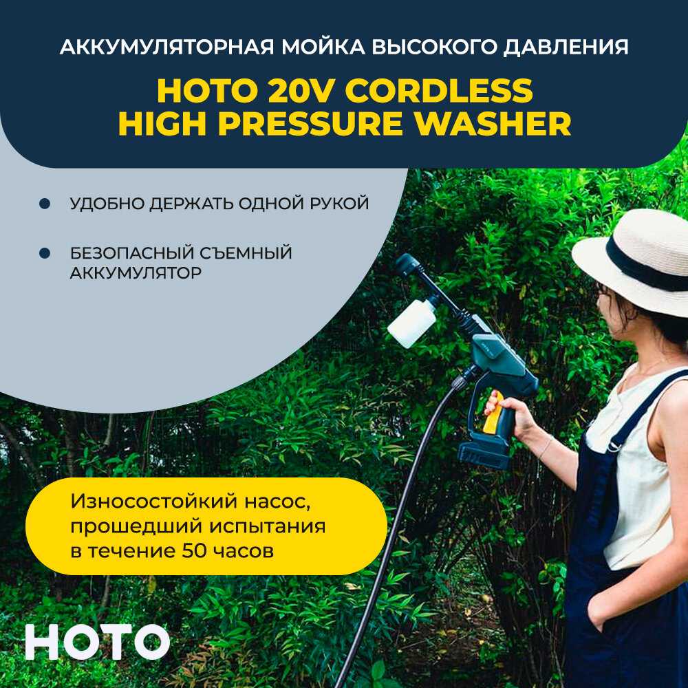 Мойка высокого давления HOTO 20V Cordless High Pressure Washer фотография 3