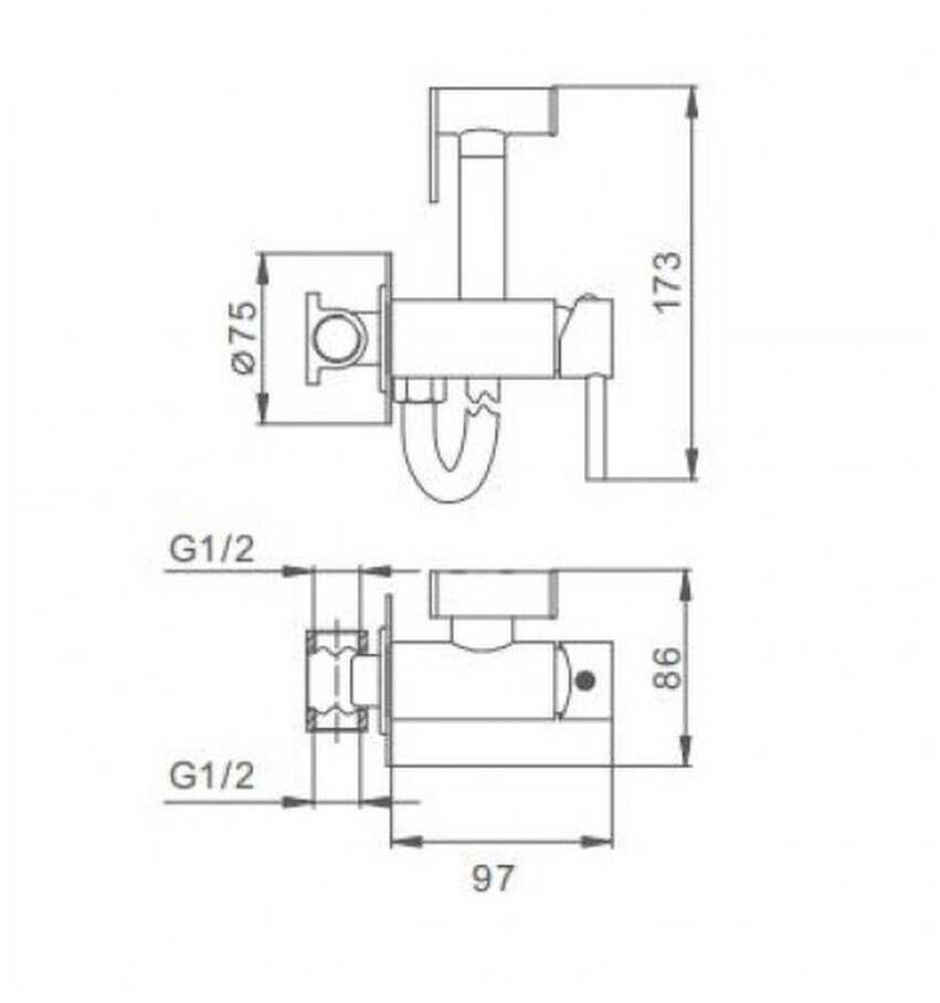 Смеситель для биде с гигиеническим душем Frap (F7505-2) хром, (F7505-6 ) черный, латунь фотография 1