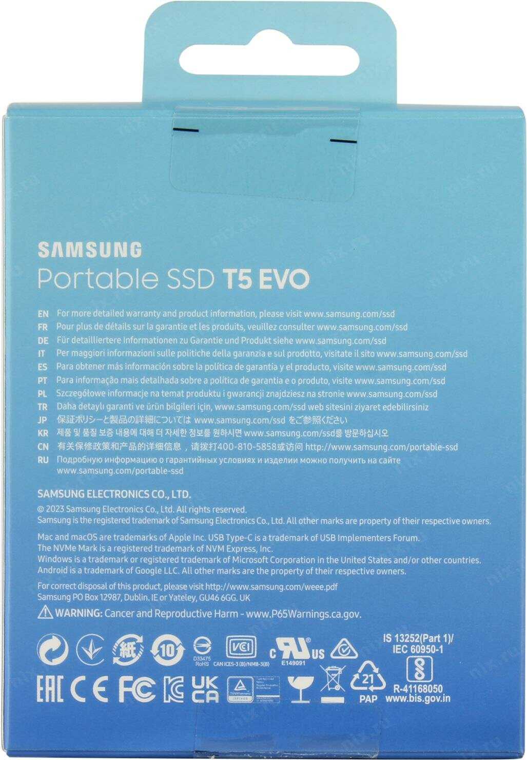 Внешний SSD Samsung T5 EVO Type-c USB 3.2 Gen2 (MU-PH4T0S) фотография 3
