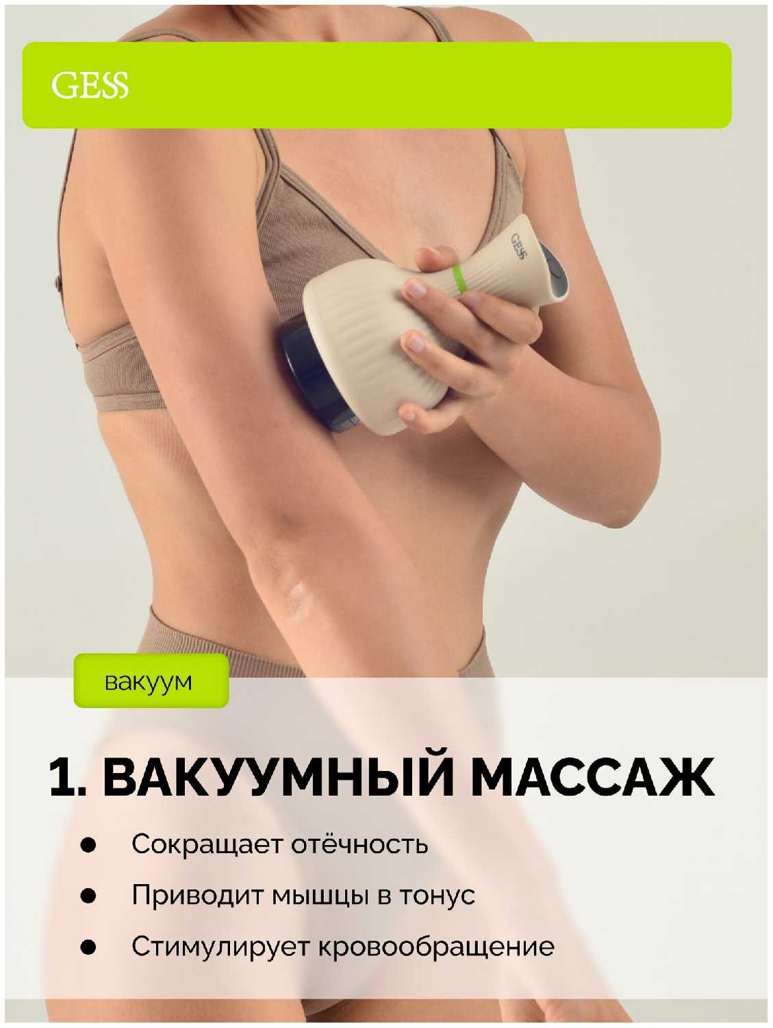 Вакуумный антицеллюлитный вибромассажер для тела GESS Body Tonus фотография 1
