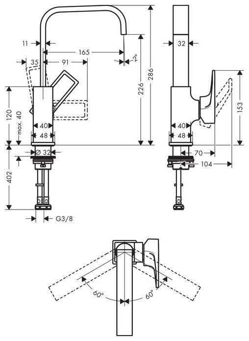Смеситель для раковины (умывальника) hansgrohe Metropol 74511000, рычажный фотография 1