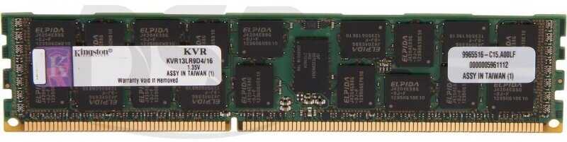 Оперативная память Kingston ValueRAM 16 ГБ DDR3L (KVR13LR9D4/16) фотография 1