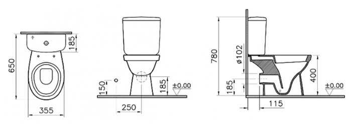 Унитаз-биде напольный VitrA Norm Fit 9844B099-7203 с горизонтальным выпуском фотография 3