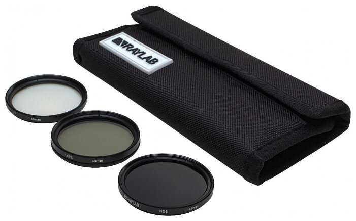 Набор из 3 фильтров RayLab (UV, CPL, ND8) 49mm фотография 2