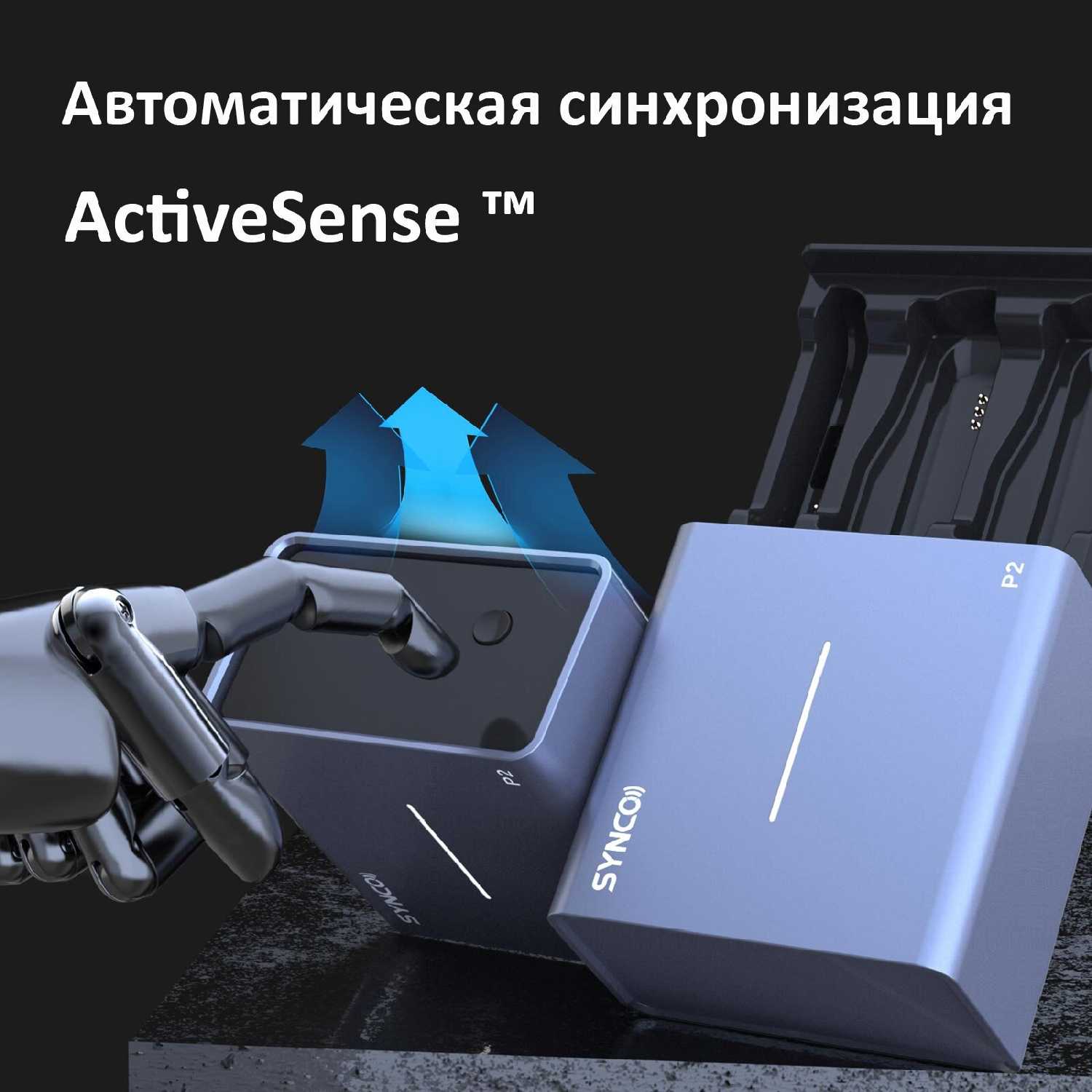 Радиосистема SYNCO P2SL 2,4 ГГц, 2 передатчика, футляр-зарядка (разъем Lighting iPhone) фотография 2