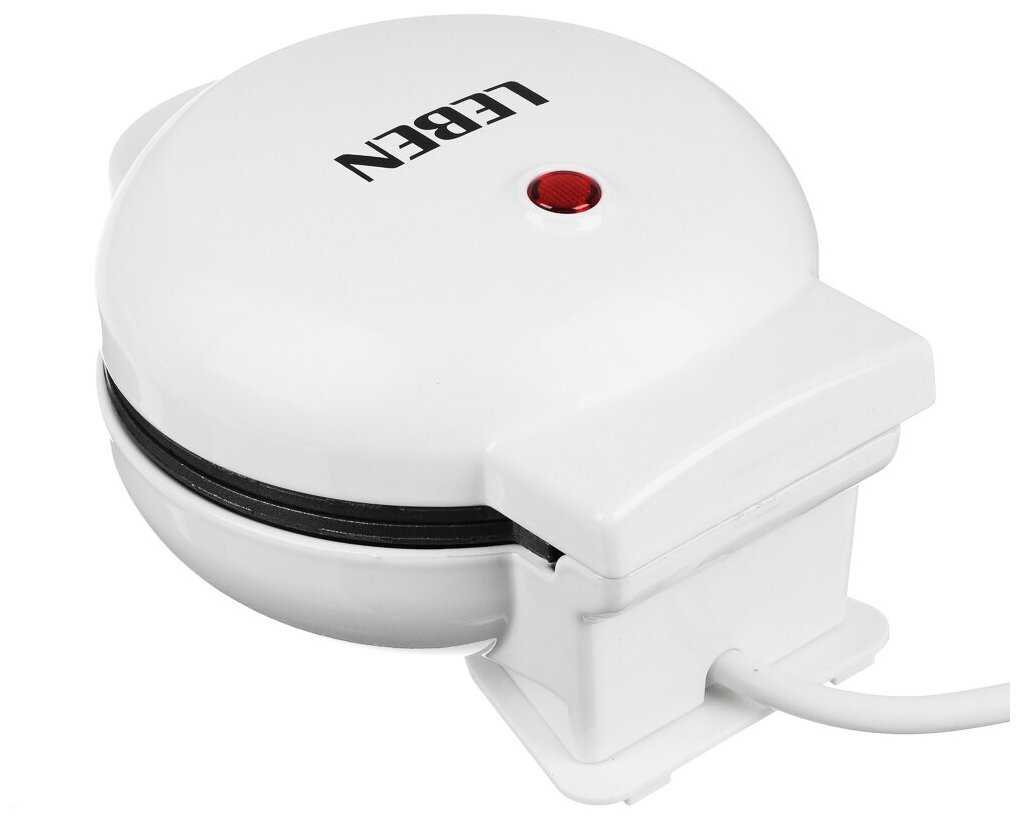 LEBEN Мини-вафельница, 550 Вт, пластик, нержавеющая сталь, антипригарное покрытие фотография 2