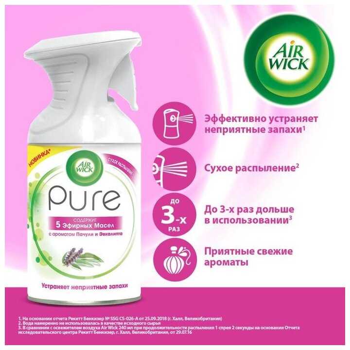 Air Wick аэрозоль Pure 5 эфирных масел, пачули и эвкалипт, 250 мл фотография 4