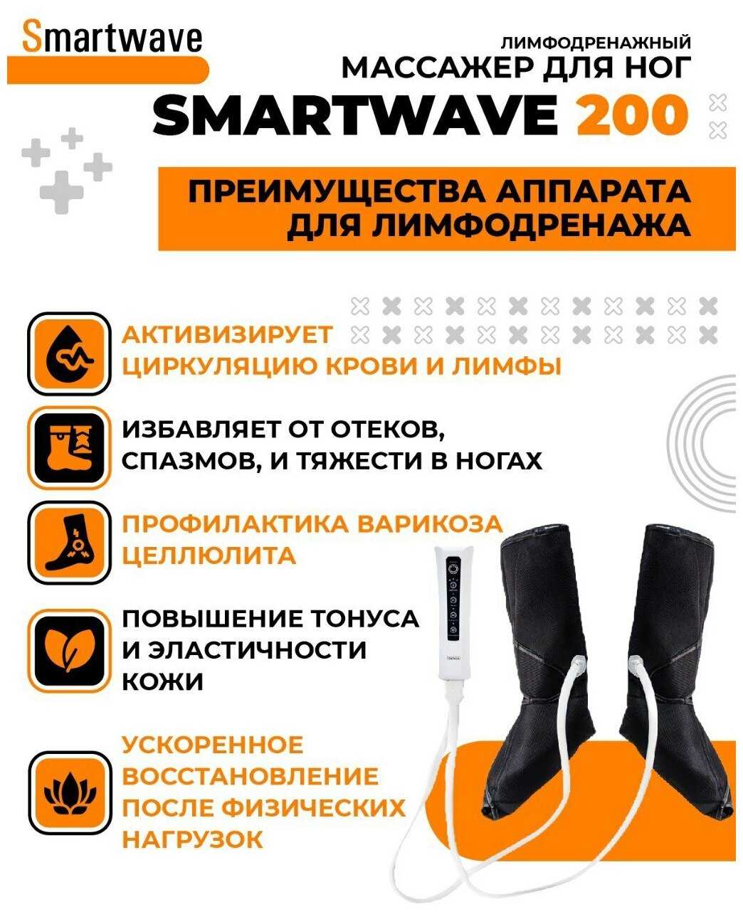 Массажер SMARTWAVE200 Лимфодренажный компрессионный электрический массажер для ног (SMARTWAVE200) фотография 5
