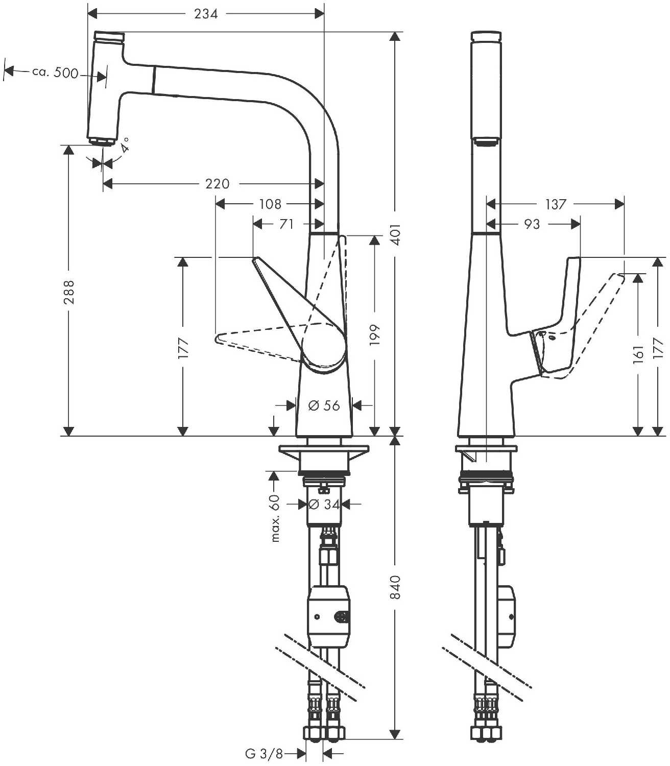 Смеситель для кухни (мойки) hansgrohe Talis Select S 72821000, нажимной фотография 10