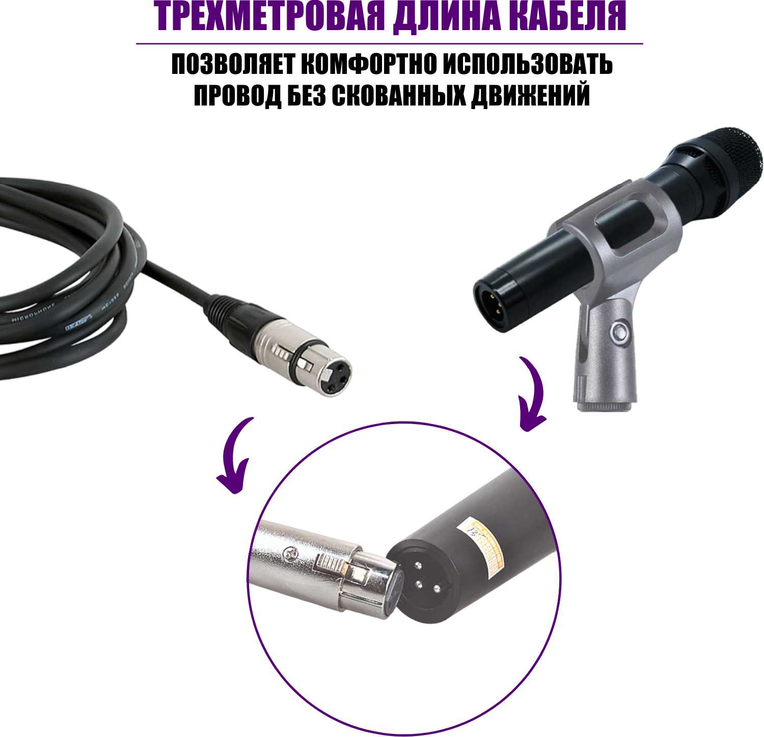 Динамический микрофон RVM с кабелем 3 м, разъем XLR (M) - XLR (F) фотография 8