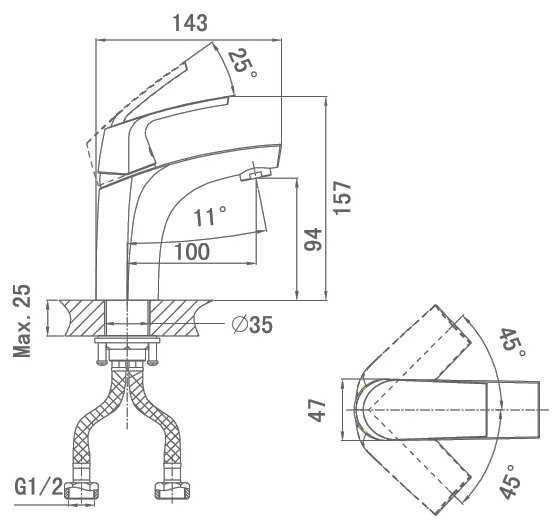 Смеситель для раковины (умывальника) D&K Rhein.Feuerbach DA1282101, рычажный фотография 1