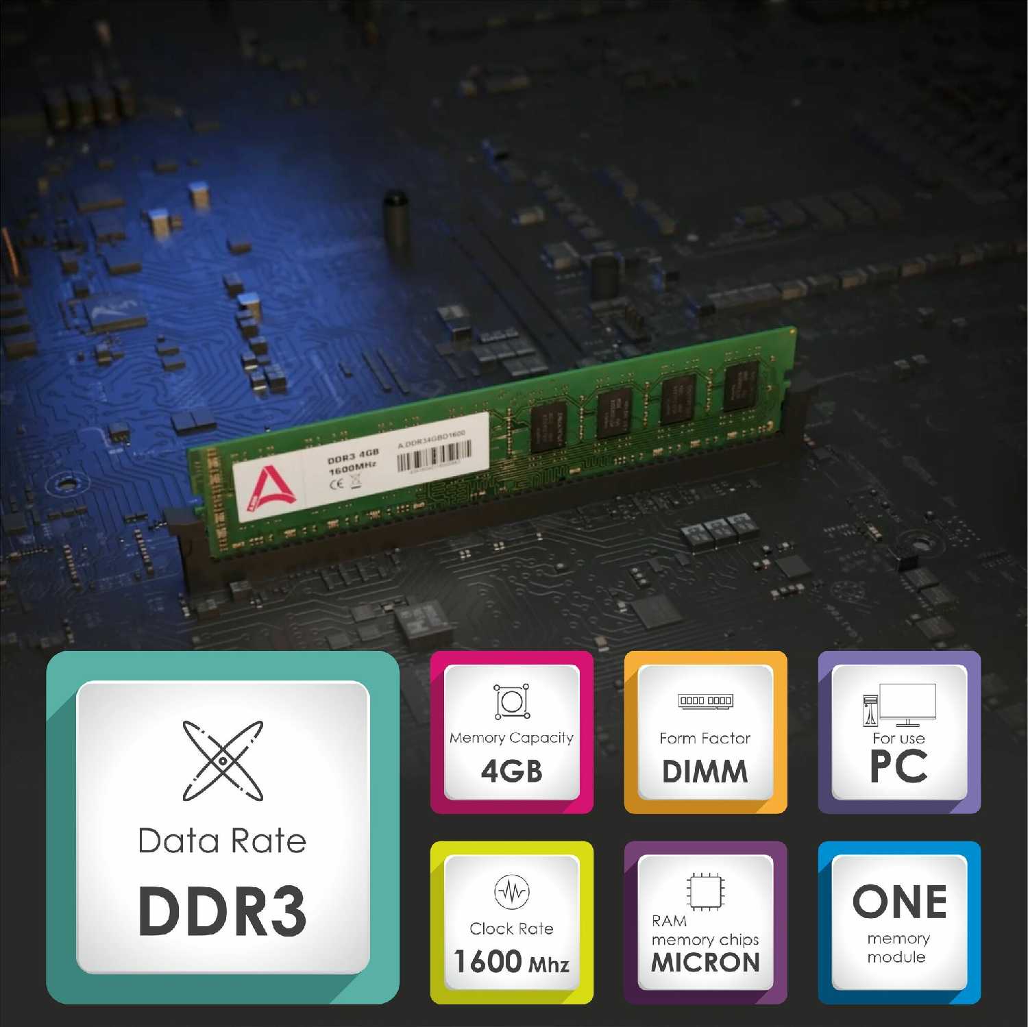 Модуль оперативной памяти DDR3 4GB 1600 МГц DIMM фотография 6