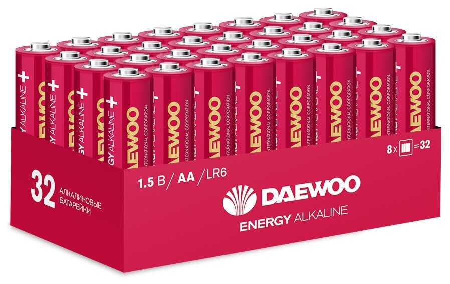 Батарейки алкалиновые DAEWOO ENERGY ALKALINE АА (LR6, пальчиковые), 32 шт. (LR6EA-HB32)
