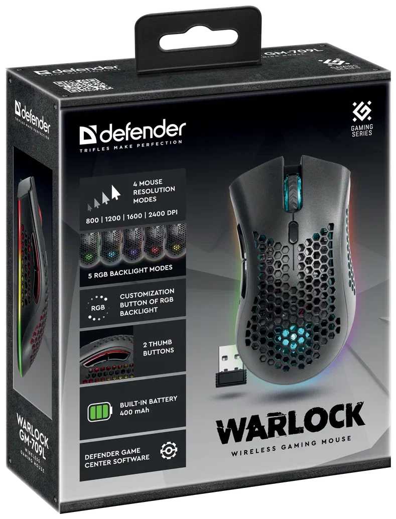 Игровая мышка для компьютера Defender Warlock RGB 8 кнопок 2400 dpi фотография 9