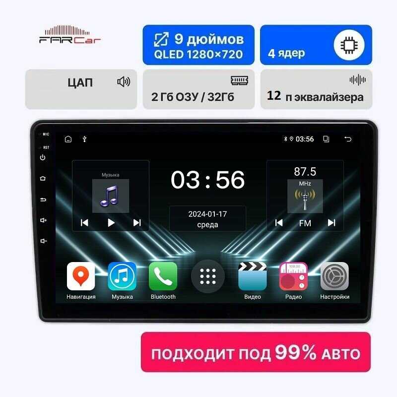 Магнитола FarCar 9 дюймов на Android 12 (2GB/32GB)