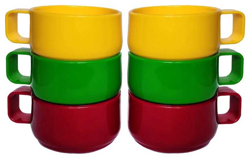 Набор пластиковой, многоразовой посуды SOLARIS кружки толстостенные 6 шт. 0,28л фотография 1